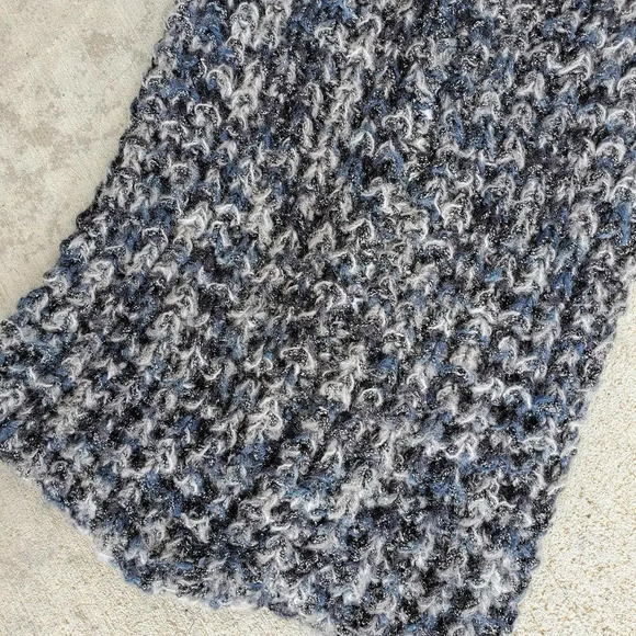 collectioneighteen Black Boho Metallic Knit Crocheted Neck Warmer Scarf Like New - Picture 14 of 15